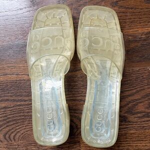 Gucci Light Yellow Transparent Jelly Sandals Slides Mules Size 8
